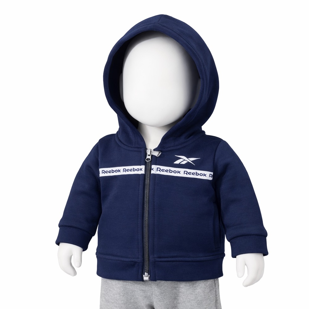 Reebok Baby Hoodie Jacket 3–6 Months Navy Blue Zip Up Infant Sweatshirt